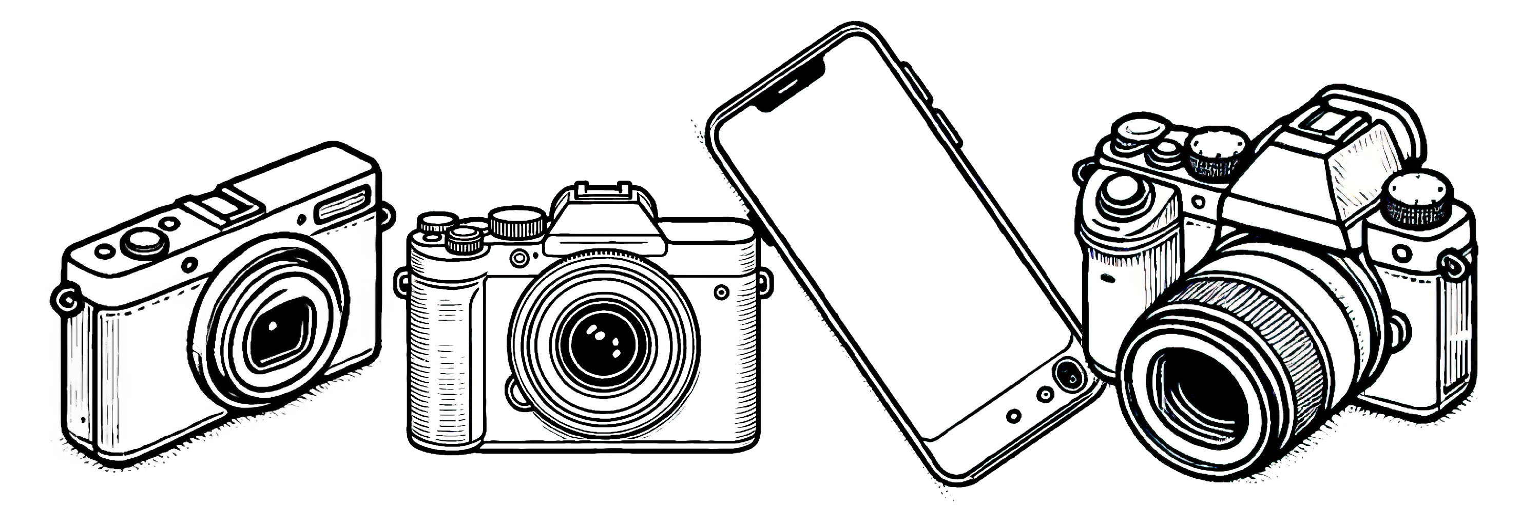 illustration of various camera options.