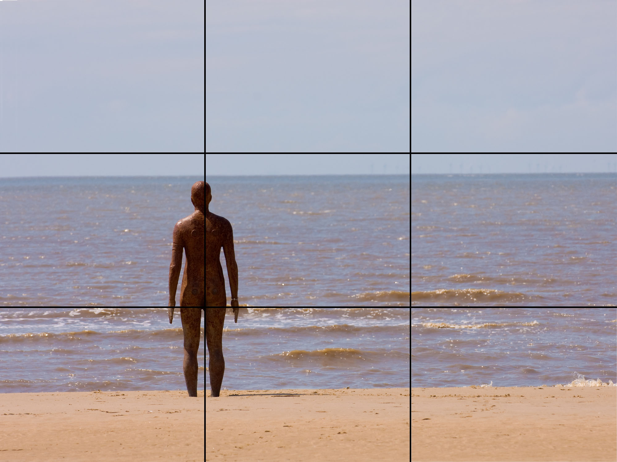 Demonstrating the rule of thirds with the use of camera grid lines.