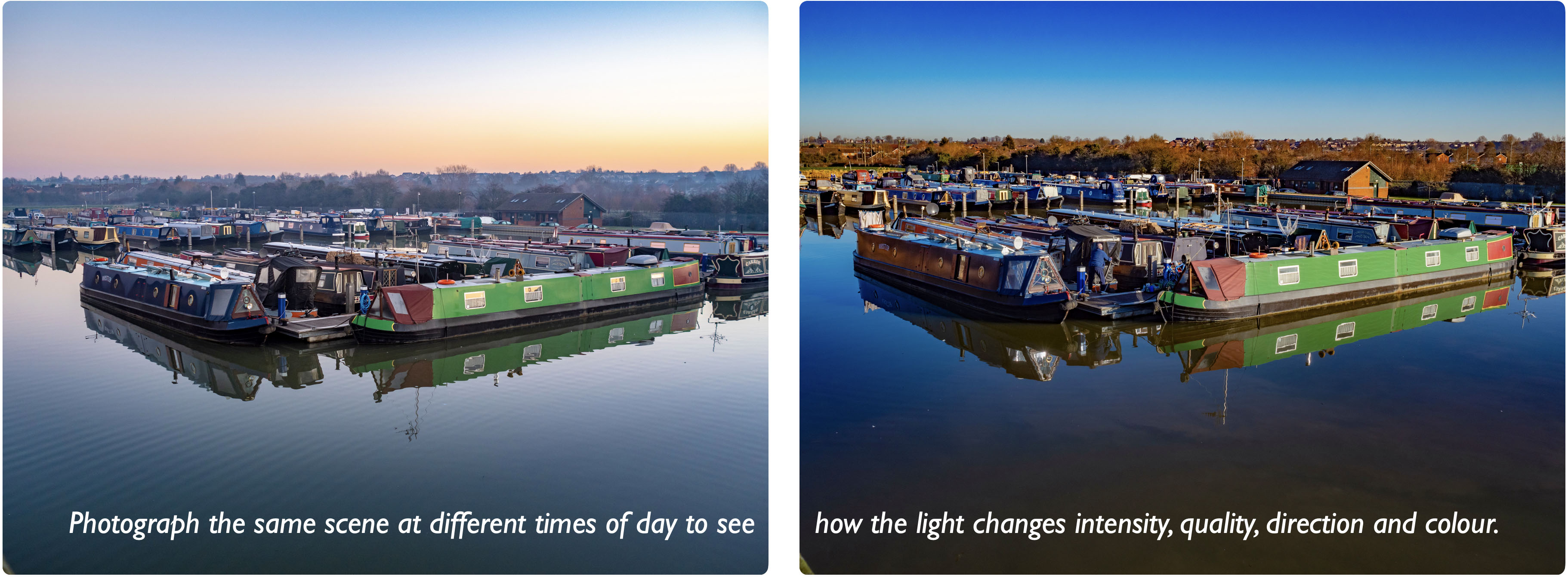 Demonstrating how the intensity of natural light changes throughout the day.