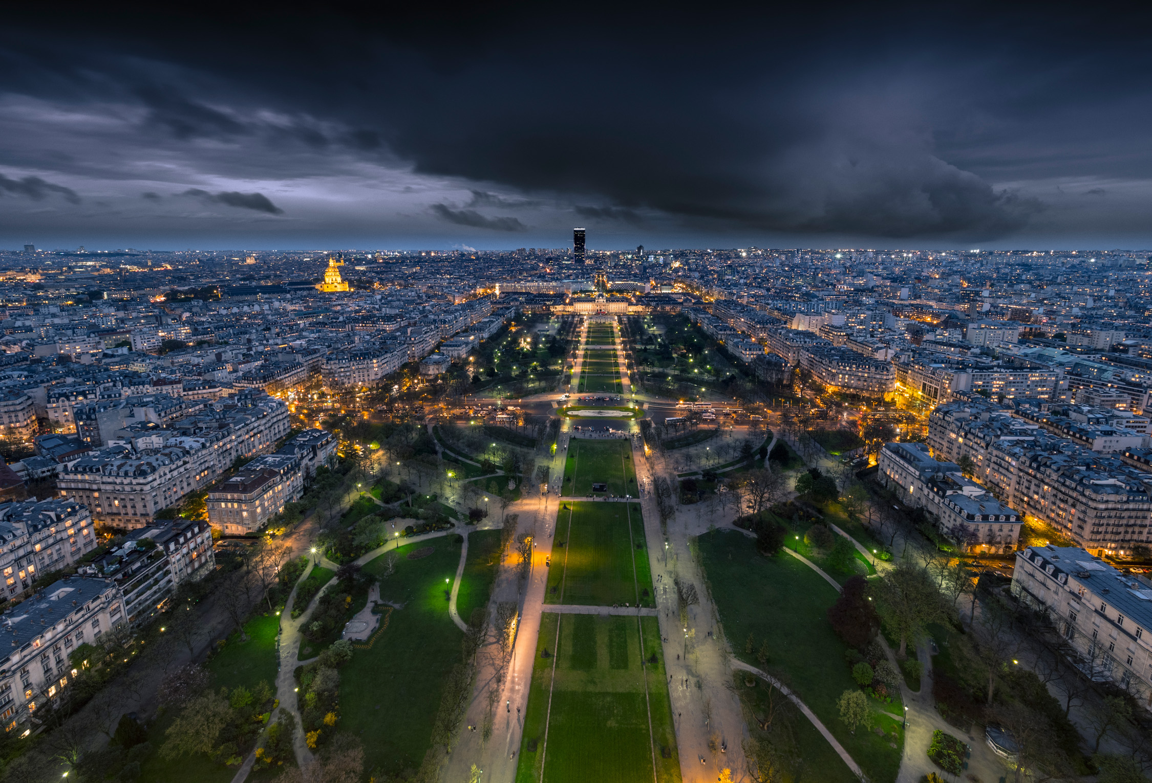 Long exposure night shot of Paris.